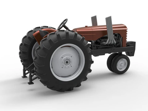 Vintage Small block Pulling tractor Version 4 Scale 1 to 25 3D Print Model