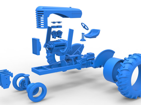 Vintage Small block Pulling tractor Version 4 Scale 1 to 25 3D Print Model