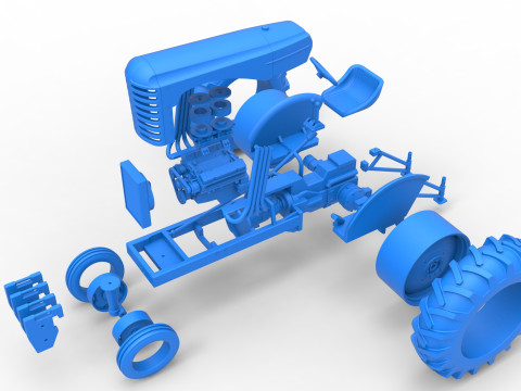 Vintage Small block Pulling tractor Version 4 Scale 1 to 25 3D Print Model