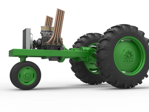 Vintage Small block Pulling tractor Base Version 4 Scale 1 to 25 3D Print Model