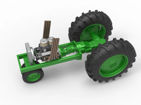 Vintage Small block Pulling tractor Base Version 4 Scale 1 to 25 3D Print Model