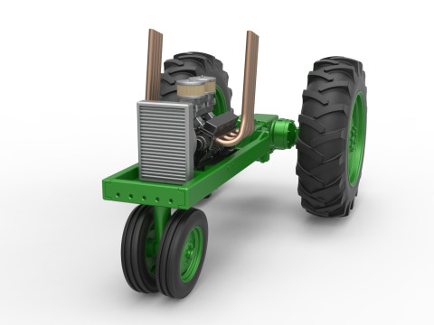 Vintage Small block Pulling tractor Base Version 4 Scale 1 to 25 Model do druku 3D