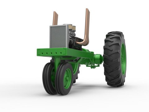 Vintage Small block Pulling tractor Base Version 4 Scale 1 to 25 Model do druku 3D