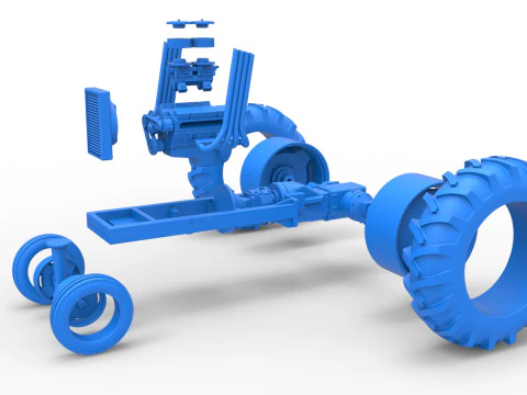 Vintage Small block Pulling tractor Base Version 4 Scale 1 to 25 3D Print Model