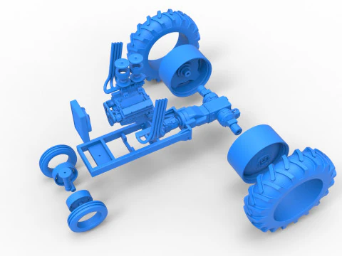 Vintage Small block Pulling tractor Base Version 4 Scale 1 to 25 3D Print Model