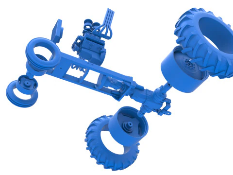 Vintage Small block Pulling tractor Base Version 4 Scale 1 to 25 3D Print Model