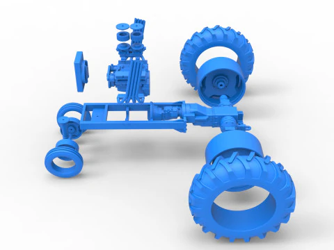 Vintage Small block Pulling tractor Base Version 4 Scale 1 to 25 3D Print Model