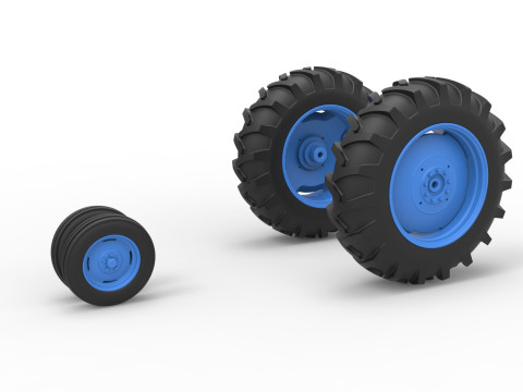 Wheel Set of Vintage Small block Pulling tractor Version 3 Scale 1 to 25 Modelo de Impressão 3D