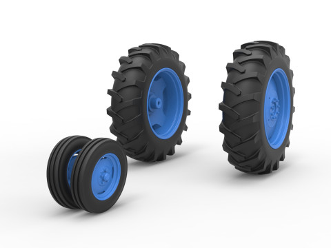 Wheel Set of Vintage Small block Pulling tractor Version 3 Scale 1 to 25 Modelo de Impressão 3D