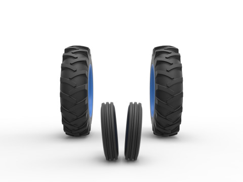 Wheel Set of Vintage Small block Pulling tractor Version 3 Scale 1 to 25 Modelo de Impressão 3D
