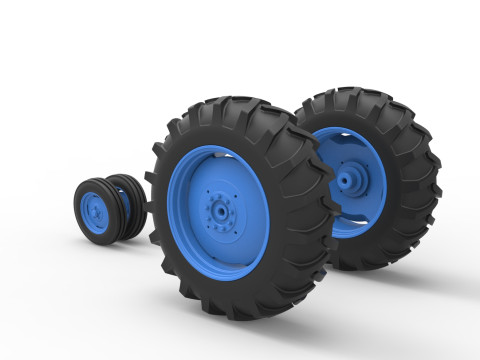 Wheel Set of Vintage Small block Pulling tractor Version 3 Scale 1 to 25 Modelo de Impressão 3D
