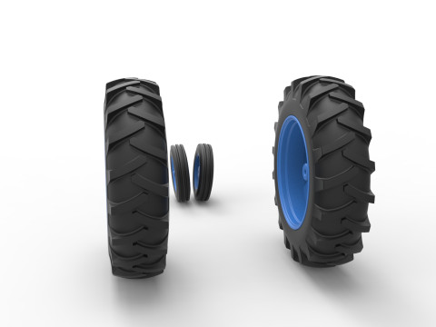 Wheel Set of Vintage Small block Pulling tractor Version 3 Scale 1 to 25 Modelo de Impressão 3D
