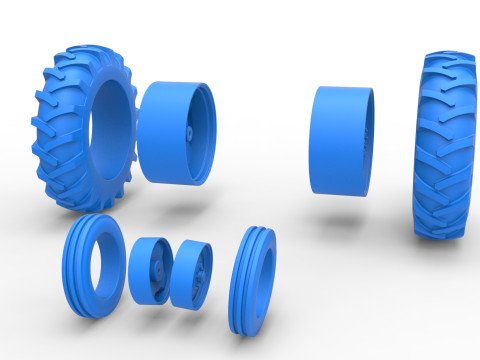 Wheel Set of Vintage Small block Pulling tractor Version 3 Scale 1 to 25 Modelo de Impressão 3D