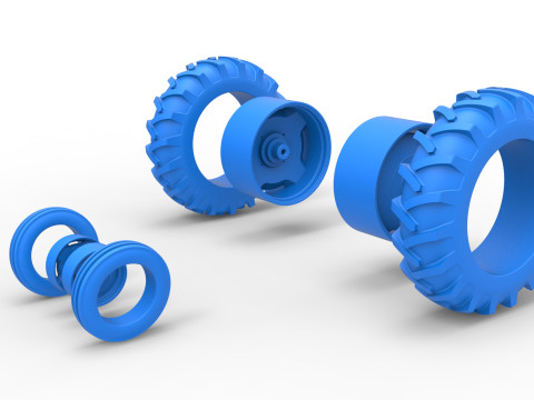 Wheel Set of Vintage Small block Pulling tractor Version 3 Scale 1 to 25 Modelo de Impressão 3D