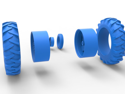 Wheel Set of Vintage Small block Pulling tractor Version 3 Scale 1 to 25 Modelo de Impressão 3D