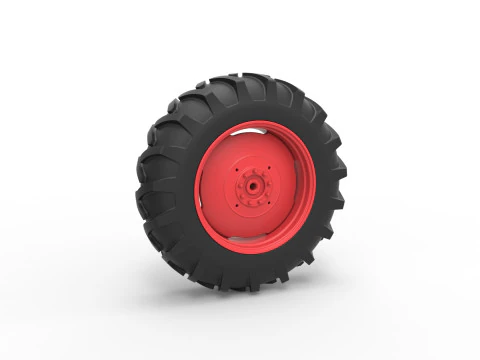 Заднее колесо трактора Vintage Pulling Версия 2 Масштаб от 1 до 25 3D Принт Модель