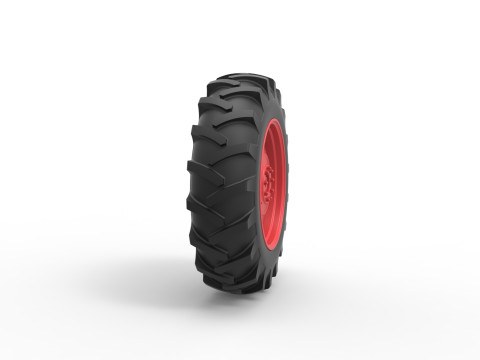 Rear wheel of Vintage Pulling tractor Version 2 Scale 1 to 25 Model do druku 3D