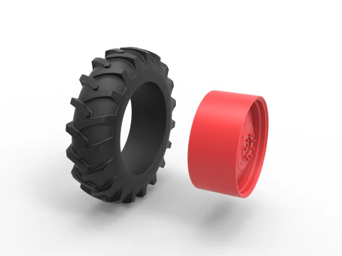 Rear wheel of Vintage Pulling tractor Version 2 Scale 1 to 25 3D Print Model