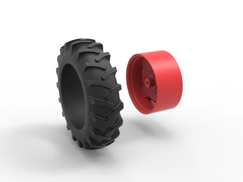 Rear wheel of Vintage Pulling tractor Version 2 Scale 1 to 25 3D Print Model