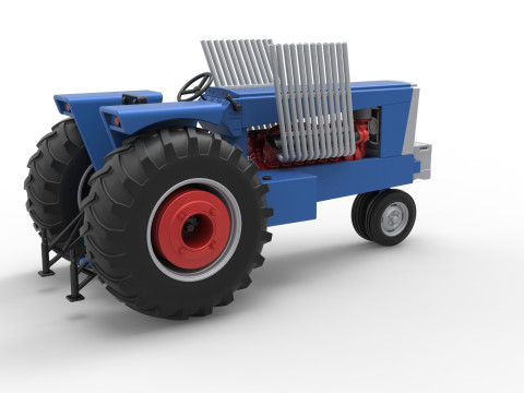 Vintage Pulling tractor Scale 1 to 25 Modèles 3D en vedette