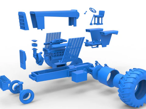 Vintage Pulling tractor Scale 1 to 25 3D Print Model
