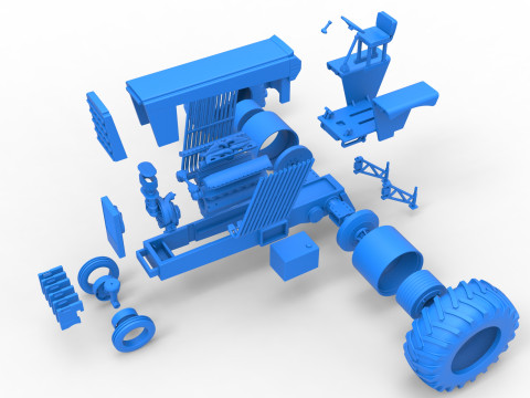 Vintage Pulling tractor Scale 1 to 25 Modèles 3D en vedette