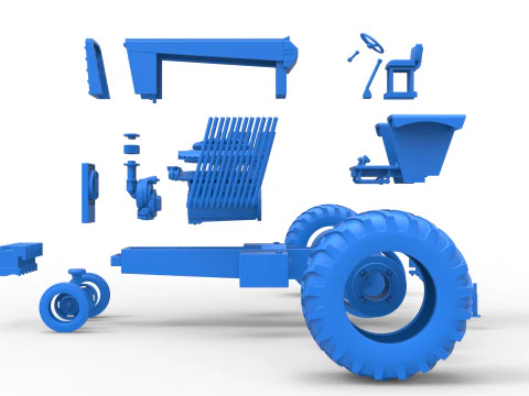 Vintage Pulling tractor Scale 1 to 25 3D Print Model
