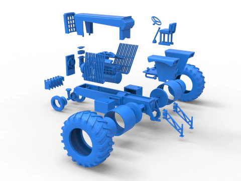 Vintage Pulling tractor Scale 1 to 25 3D Print Model