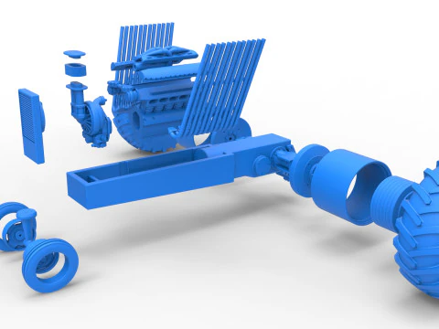 Vintage Pulling tractor Base Scale 1 to 25 3D Print Model