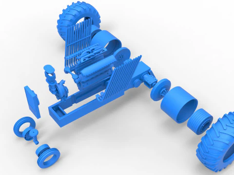 Vintage Pulling tractor Base Scale 1 to 25 3D Print Model