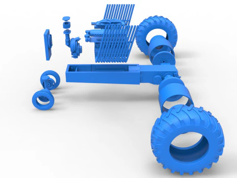 Vintage Pulling tractor Base Scale 1 to 25 3D Print Model