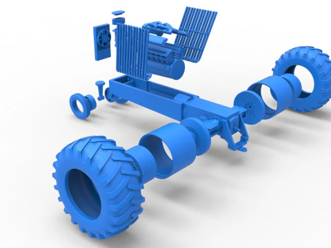 Vintage Pulling tractor Base Scale 1 to 25 3D Print Model