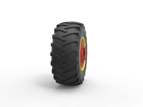 Rear wheel of Vintage Pulling tractor Version 3 Scale 1 to 25 Modèles 3D en vedette