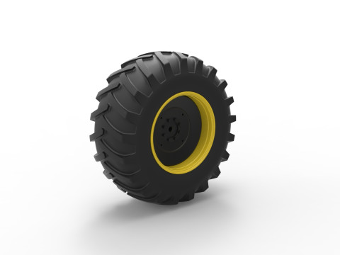 Rear wheel of Vintage Pulling tractor Version 3 Scale 1 to 25 Modèles 3D en vedette