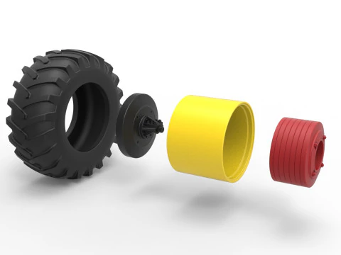 Rear wheel of Vintage Pulling tractor Version 3 Scale 1 to 25 3D Print Model