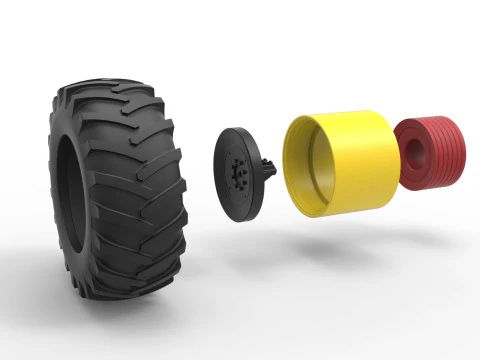 Rear wheel of Vintage Pulling tractor Version 3 Scale 1 to 25 3D Print Model