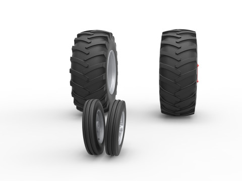 Wheel Set of Vintage Pulling tractor Scale 1 to 25 Modelo de impresión 3D