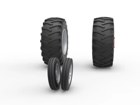 विंटेज पुलिंग ट्रैक्टर स्केल 1 से 25 का व्हील सेट 3D प्रिंट मॉडल