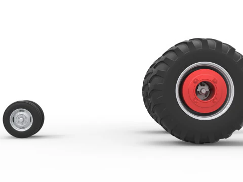 विंटेज पुलिंग ट्रैक्टर स्केल 1 से 25 का व्हील सेट 3D प्रिंट मॉडल