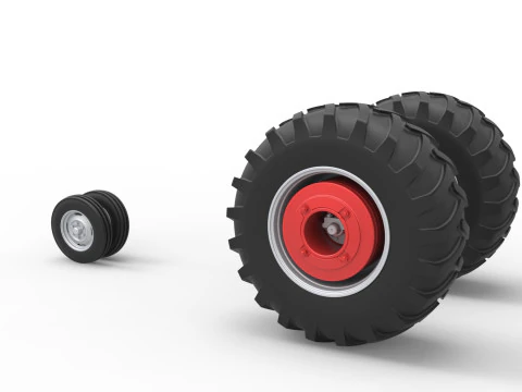 विंटेज पुलिंग ट्रैक्टर स्केल 1 से 25 का व्हील सेट 3D प्रिंट मॉडल