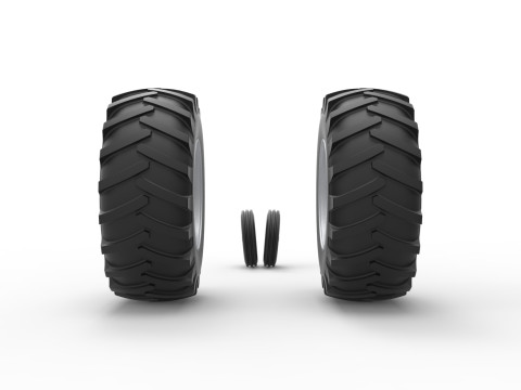 Wheel Set of Vintage Pulling tractor Scale 1 to 25 Modelo de impresión 3D