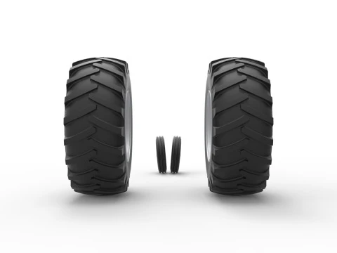 विंटेज पुलिंग ट्रैक्टर स्केल 1 से 25 का व्हील सेट 3D प्रिंट मॉडल