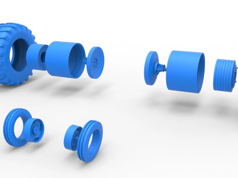 विंटेज पुलिंग ट्रैक्टर स्केल 1 से 25 का व्हील सेट 3D प्रिंट मॉडल