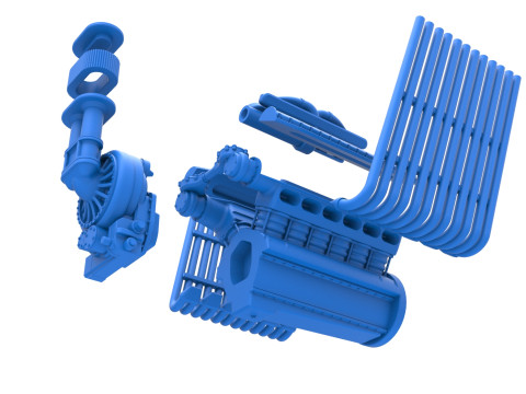Engine V12 for pulling tractor Version 2 Scale 1 to 25 Modelo de Impressão 3D