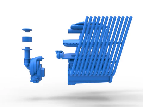 Engine V12 for pulling tractor Version 2 Scale 1 to 25 3D Print Model