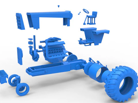 Vintage Pulling tractor Version 2 Scale 1 to 25 3D Print Model
