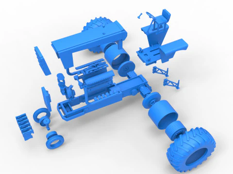 Vintage Pulling tractor Version 2 Scale 1 to 25 3D Print Model