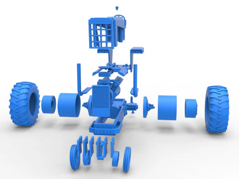 Vintage Pulling tractor Version 2 Scale 1 to 25 3D Print Model