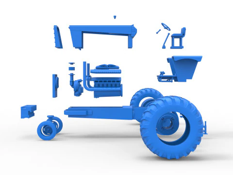 Vintage Pulling tractor Version 2 Scale 1 to 25 3D Print Model