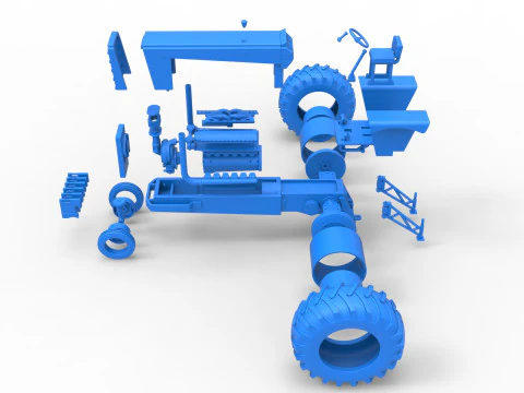 Vintage Pulling tractor Version 2 Scale 1 to 25 3D Print Model